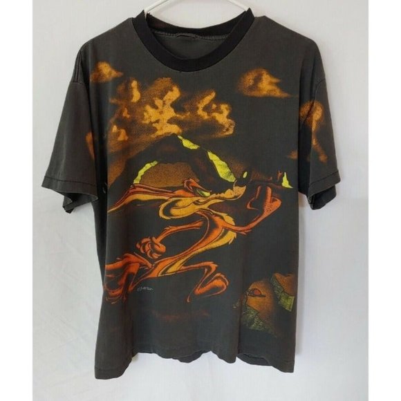 Vtg 1995 Wile E Coyote Road Runner Looney Tunes All Over Print Signal Artwear MD - Picture 1 of 11